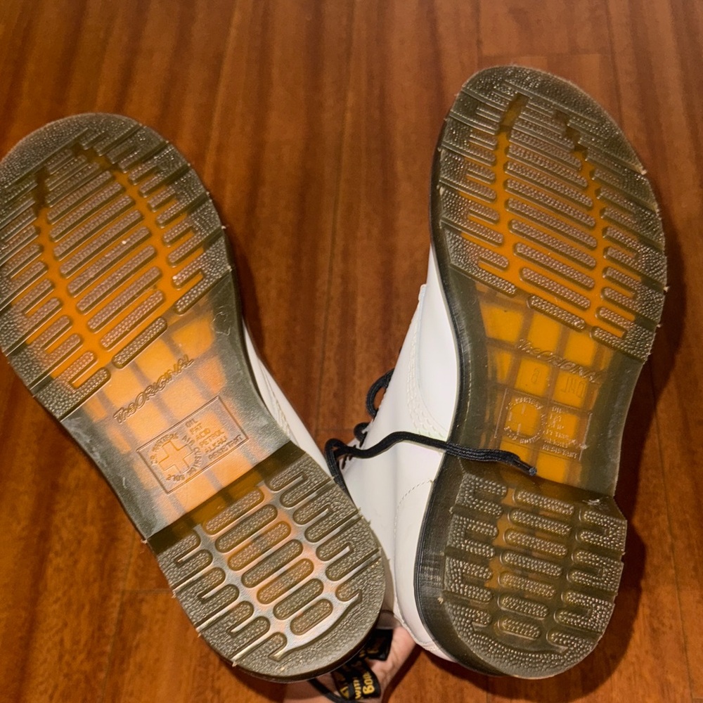 Dr. Martens White Combat Boots with Black Laces - Picture 5 of 5